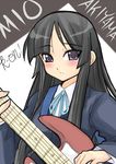  akiyama_mio bangs bass_guitar black_hair blunt_bangs garyou hime_cut instrument k-on! long_hair school_uniform solo 