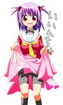  bike_shorts hayate_no_gotoku! purple_hair red_eyes satou school_uniform segawa_izumi skirt skirt_lift solo 