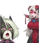 accessory ambiguous_gender anthro anthrofied bangs biped black_eyebrows black_mask breasts clothed clothed_anthro clothed_female clothing cosplay digital_media_(artwork) duo eyebrow_through_hair eyebrows eyelashes eyelashes_through_hair female female_anthro generation_7_pokemon generation_9_pokemon gesture glistening glistening_clothing glistening_eyelashes glistening_eyes glistening_hair glistening_nose green_eyelashes green_hair green_mask grey_hair hair hair_accessory hair_between_eyes hair_tie hand_gesture hi_res irelia_(lol) kambo kemono korean_description league_of_legends long_hair looking_at_viewer lycanroc meme meowscarada midnight_lycanroc multicolored_ears multicolored_face multicolored_mask navel_outline nintendo nipple_outline open_mouth pink_accessory pink_eyes pink_hair_tie pink_mouth pink_nose pink_pupils pink_sclera pink_tongue pointing pokemon pokemon_(species) pokemorph pupils red_clothing red_ears red_face riot_games short_hair simple_background straight_arm tencent tongue translucent translucent_hair two_soyjaks_pointing two_tone_ears two_tone_face two_tone_mask white_background white_eyebrows white_face white_pupils white_sclera