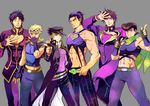  5boys black_hair blonde_hair cosplay costume_switch family father_and_daughter father_and_son giorno_giovanna giorno_giovanna_(cosplay) higashikata_jousuke higashikata_jousuke_(cosplay) j.2 jojo_no_kimyou_na_bouken jojo_pose jonathan_joestar jonathan_joestar_(cosplay) joseph_joestar_(young) joseph_joestar_(young)_(cosplay) kuujou_jolyne kuujou_jolyne_(cosplay) kuujou_joutarou kuujou_joutarou_(cosplay) multiple_boys pose 
