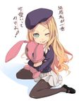  ;p beret blonde_hair blue_eyes doll_hug foge frenda_seivelun hat long_hair mary_janes one_eye_closed pantyhose shoes skirt solo stuffed_animal stuffed_bunny stuffed_toy to_aru_kagaku_no_railgun to_aru_majutsu_no_index tongue tongue_out 