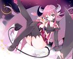  1girl bad_id bad_pixiv_id boots demon_girl demon_tail demon_wings detached_sleeves disgaea heart horns long_hair one_eye_closed pink_eyes pink_hair pointy_ears solo sparkle succubus succubus_(disgaea) tail thigh_boots thighhighs very_long_hair wings 