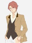  erik_wilhelm glasses jacket male_focus missing_stars naso4 pants red_hair simple_background solo vest 