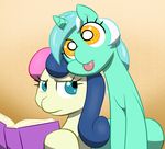  blue_eyes bonbon_(mlp) book duo equine female feral friendship_is_magic hair horn horse looking_at_viewer looking_back lying lyra_(mlp) lyra_heartstrings_(mlp) mammal my_little_pony pony sitting slypon tongue tongue_out two_tone_hair unicorn yellow_eyes 
