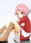  apron bad_id bad_pixiv_id boots codamiku hammer highres lisbeth pink_eyes pink_hair red_eyes short_hair solo sword_art_online 