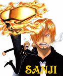  1boy blonde_hair character_name facial_hair formal goatee hair_over_one_eye male male_focus one_piece sanji solo suit takatin 