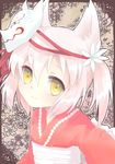  animal_ears flower fox_ears fox_mask hair_ornament irotoridori_no_sekai japanese_clothes mask pink_hair ren_(irotoridori_no_sekai) short_hair smile solo terukooo yellow_eyes 