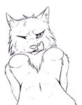  breasts canine digipixelfluff female licking licking_lips looking_at_viewer mammal monochrome nude one_eye_closed sketch smirk solo the-howler tongue tongue_out topless wolf 
