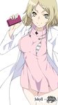  blonde_hair cellphone devil_survivor_2 dress labcoat megami_ibunroku_devil_survivor mizuki_makoto phone solo yanagiya_otome 