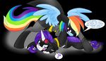  2013 ? batman batman_(series) blackbewhite2k7 catwoman collaboration crossover dialog duo english_text equine eyewear female feral friendship_is_magic goggles horn lying mammal my_little_pony on_front pegasus rainbow_dash_(mlp) rarity_(mlp) text unicorn wings yellowembers 