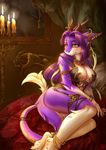  blush breasts butt bwd bwf clothed clothing dragon female horn scalie skimpy solo 