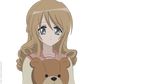  brown_hair byakudan_kagome green_eyes long_hair strawberry_panic teddy_bear transparent vector 