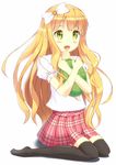  azuki_azusa bad_id bad_pixiv_id black_legwear blonde_hair green_eyes hentai_ouji_to_warawanai_neko. long_hair school_uniform stuffed_animal stuffed_toy thighhighs tsumuji_(kazekirikengo) turtle 