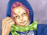  1boy headwear_removed hood kobi male male_focus marine noenga one_piece pink_hair scar solo x_(symbol) 