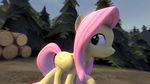  3d cutie_mark equine female feral fluttershy_(mlp) friendship_is_magic fur green_eyes hair horse mammal my_little_pony outside pegasus pink_hair pony solo stormtrooper1701 tree wings yellow_fur 