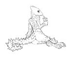  drinking horridus lizard looking_at_viewer monochrome plain_background plantigrade reclining reptile savage_dragon scalie soda soles thorny_devil unknown_artist white_background 