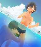  1girl androgynous bestiality censored flat_chest nipples reverse_trap sea_cucumber speedo swim_briefs swimsuit vaginal water 