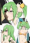  ahoge bell blazer blush bolze bra clothed colored cum facial fellatio gj-bu green_eyes green_hair kannazuki_tamaki oral photoshop underwear 