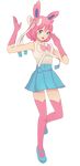  blue_eyes okiara personification pink_hair pokemon pokemon_(game) pokemon_xy skirt sylveon 