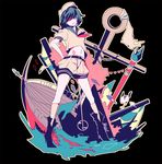  ;&lt; anchor black_eyes black_hair hat murasa_minamitsu navel one_eye_closed sailor sailor_hat ship solo touhou watercraft y_z_n 