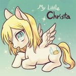  blonde_hair blue_eyes character_name christa_renz english full_body lowres mane my_little_pony no_humans parody pegasus pony shingeki_no_kyojin tanpi wings 