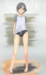  1girl androgynous bestiality bulge female flat_chest nipples object_insertion reverse_trap sandals sea_cucumber shiina_maru shirt short_hair solo speedo standing swim_briefs swimsuit vaginal vaginal_insertion vaginal_object_insertion 