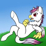  beak dragon female fur hair hippogryph horn my_little_pony pink_hair ratte red_eyes talons transformation white white_feathers white_fur 