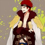  1boy crossed_arms eringi eustass_captain_kid fur_jacket goggles jacket_on_shoulders male male_focus one_piece open_clothes open_shirt pixiv_manga_sample red_hair shirt solo 
