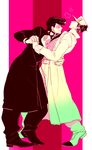  bad_id bad_pixiv_id blush dancing gakuran hat higashikata_jousuke jojo_no_kimyou_na_bouken krt736 kuujou_joutarou multiple_boys pompadour school_uniform 