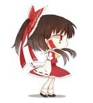  bow brown_hair chibi detached_sleeves from_side hair_bow hair_tubes hakurei_reimu honotai profile red_eyes solo touhou white_background 