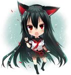  animal_ears bad_id bad_twitter_id black_hair boots cat_ears character_request copyright_request long_hair mishima_kurone open_mouth red_eyes skirt solo 