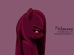  bamboopony english_text equine eyes female feral friendship_is_magic fur glowing hair horse looking_at_viewer mammal my_little_pony pink_fur pink_hair pinkamena_(mlp) pinkie_pie_(mlp) pony portrait solo text yellow_eyes 