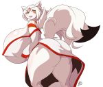  anthro big_breasts big_butt breasts butt canine clothed clothing curvaceous female huge_breasts hyper hyper_breasts looking_at_viewer looking_back mammal open_mouth ryousakai smile solo standing thick_thighs 