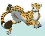  balls base_progression cheetah collar feline feral jaguar male mammal penis raised_leg solo spread_legs spreading thewhitefalcon 
