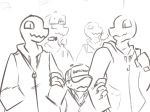  animated anon anthro black_and_white cigar claws clothing goosebumps group hat lizard male monochrome reptile scalie spinater 