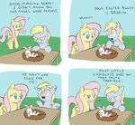  angel_(mlp) blonde_hair blue_eyes cassetteset comic derpy_hooves_(mlp) dialog english_text equine eyes female feral fluttershy_(mlp) friendship_is_magic fur grey_fur group hair horse lagomorph mammal my_little_pony outside pink_hair pony rabbit signature table text yellow_eyes yellow_fur 