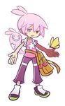  ahoge alternate_color bag bug butterfly cherry food fruit full_body ghost heterochromia insect male_focus mzkn002 o_o official_style outstretched_arms pants pink_eyes pink_hair puyopuyo puyopuyo_fever red_eyes shirt shoes sig_(puyopuyo) smile solo spread_arms transparent_background 