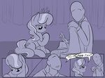  comic cub cutie_mark dialog diamond_tiara_(mlp) duo english_text equine eyes female feral friendship_is_magic hair horse human kidkaizer male mammal monochrome my_little_pony pony sitting text tiara two_tone_hair young 