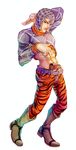  animal_print argyle argyle_sweater bad_id bad_pixiv_id belt boots guido_mista gun hat highres jojo_no_kimyou_na_bouken kilva_lollop male_focus midriff solo sweater tiger_print turtleneck weapon 