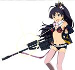  :d animal bikini_top black_hair cosplay fang ganaha_hibiki gun hamster hamuzou idolmaster idolmaster_(classic) long_hair navel open_mouth pink_legwear ponytail pori88 rifle short_shorts shorts smile solo tengen_toppa_gurren_lagann thighhighs weapon wide_ponytail yoko_littner yoko_littner_(cosplay) 