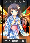  black_hair chize flower green_eyes hair_flower hair_ornament heart heart_hands highres japanese_clothes kimono long_hair saten_ruiko to_aru_kagaku_no_railgun to_aru_majutsu_no_index viewfinder yukata 