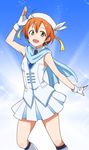  breasts fingerless_gloves gloves hoshizora_rin kidachi looking_at_viewer love_live! love_live!_school_idol_project open_mouth orange_hair short_hair small_breasts smile solo wonderful_rush 