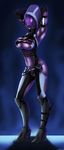  2013 big_breasts breasts clothed clothing female glowing glowing_eyes hi_res mask mass_effect nipples plain_background pose purple_skin pussy quarian solo tali&#039;zorah_nar_rayya tali'zorah_nar_rayya therealshadman tight_clothing torn_clothing video_games 