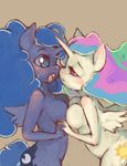  anthro anthrofied blush breast_squish breasts cutie_mark duo equine female friendship_is_magic hae-hyun hair horn horse incest lesbian mammal multi-colored_hair my_little_pony nude open_mouth pony princess princess_celestia_(mlp) princess_luna_(mlp) royalty surprise winged_unicorn wings 