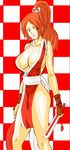  1girl breasts fan fatal_fury highres king_of_fighters large_breasts mitake830 mitake_2000 no_bra shiranui_mai snk solo 