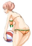  ass ball beachball bikini breasts brown_eyes brown_hair butt_crack hataraku_maou-sama! large_breasts leaning_forward norakuro_nero sasaki_chiho short_hair short_twintails solo swimsuit twintails underboob 