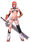  boots breasts midriff multicolored_hair red_hair short_hair sword weapon yamashita_shun&#039;ya yamashita_shun'ya 