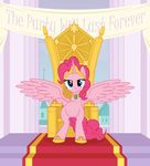 averagedraw blue_eyes equine female feral friendship_is_magic fur hair horn horse looking_at_viewer mammal my_little_pony necklace pink_fur pink_hair pinkie_pie_(mlp) pony sitting smile solo winged_unicorn wings 
