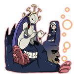  bad_id bad_pixiv_id black_sclera breasts cross cross_necklace crown cup double_(skullgirls) dual_persona extra_eyes extra_mouth habit jewelry kairui medium_breasts monster necklace nun red_eyes skullgirls teacup teapot 