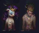  comparison crookedtrees crown duo equine eyes_closed eyeshadow female friendship_is_magic fur hair horn horse human makeup male mammal my_little_pony necklace nude pony purple_hair rarity_(mlp) unicorn white_fur ydkmorimoe 